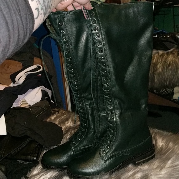 dark green combat boots